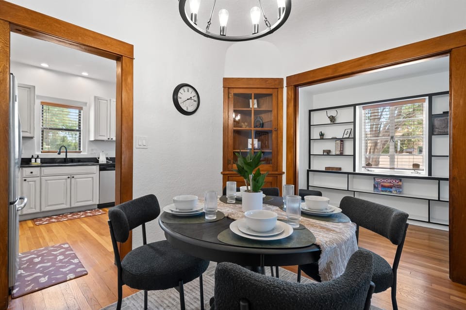 The dining area is right off the kitchen.