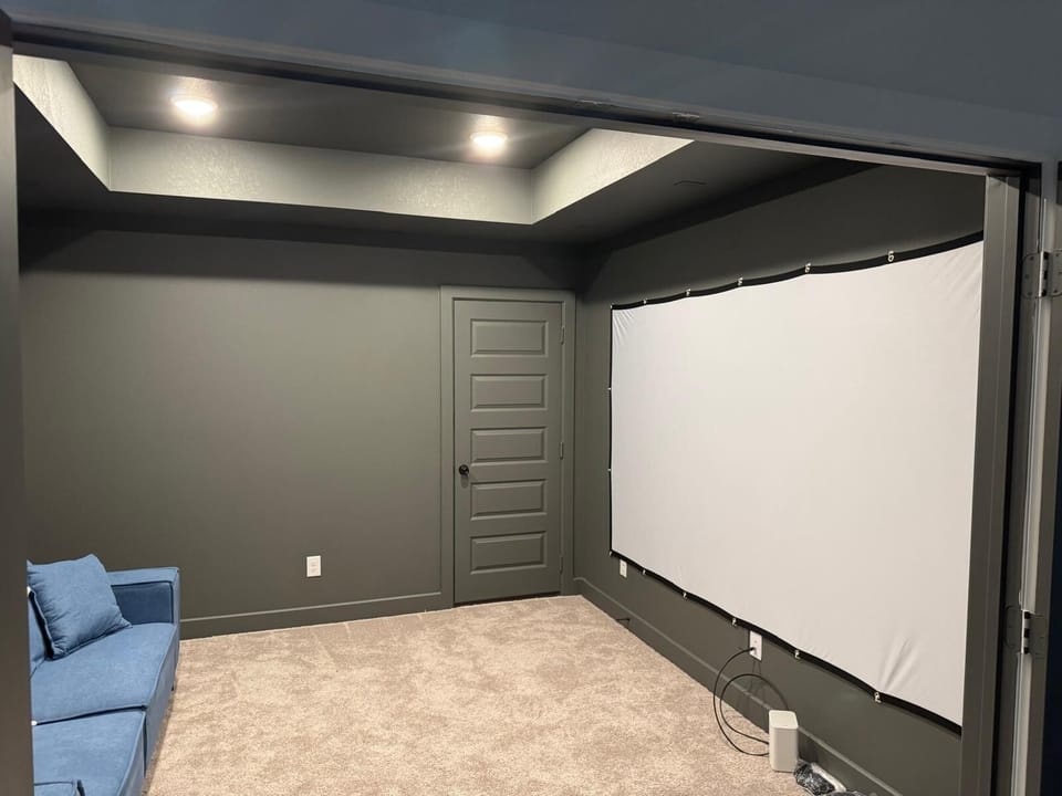 Media room with projection screen