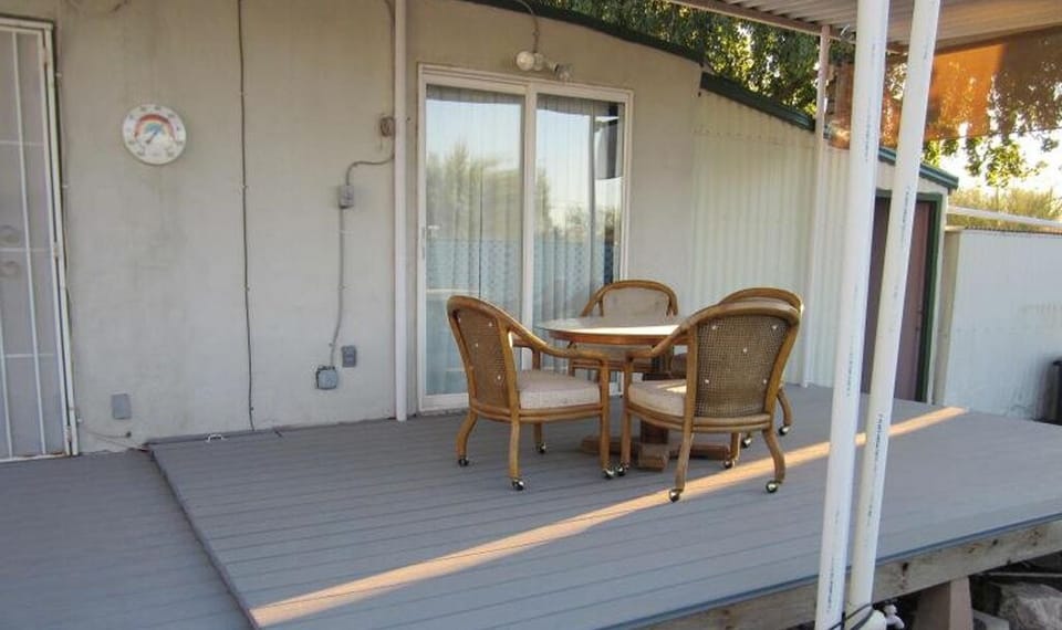 Deck off the master bedroom.