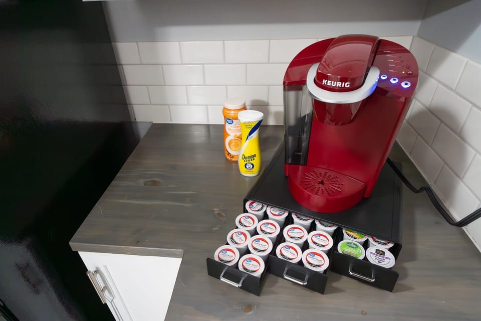 Keurig coffee maker with K-Cups (both regular and decaf),  creamer and sugar for the ultimate convenience during your stay.  We also have a drip coffee pot that can be used if you would prefer (ground coffee not provided)