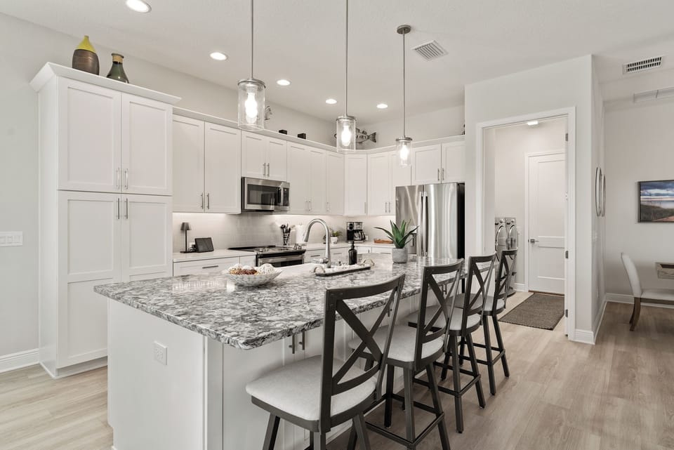 Large island with kitchen sink