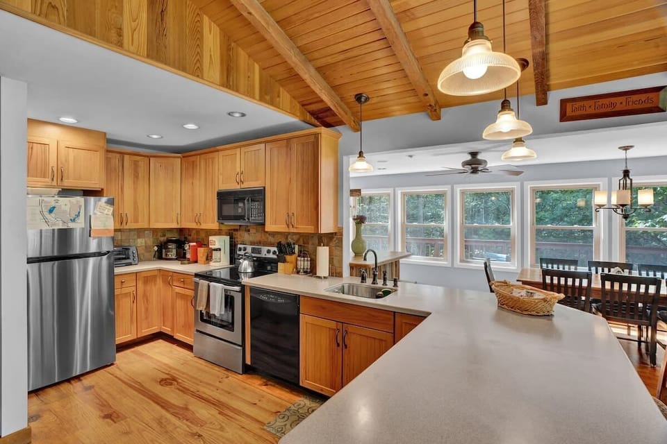 Open Kitchen with Large Countertops and Modern Appliances