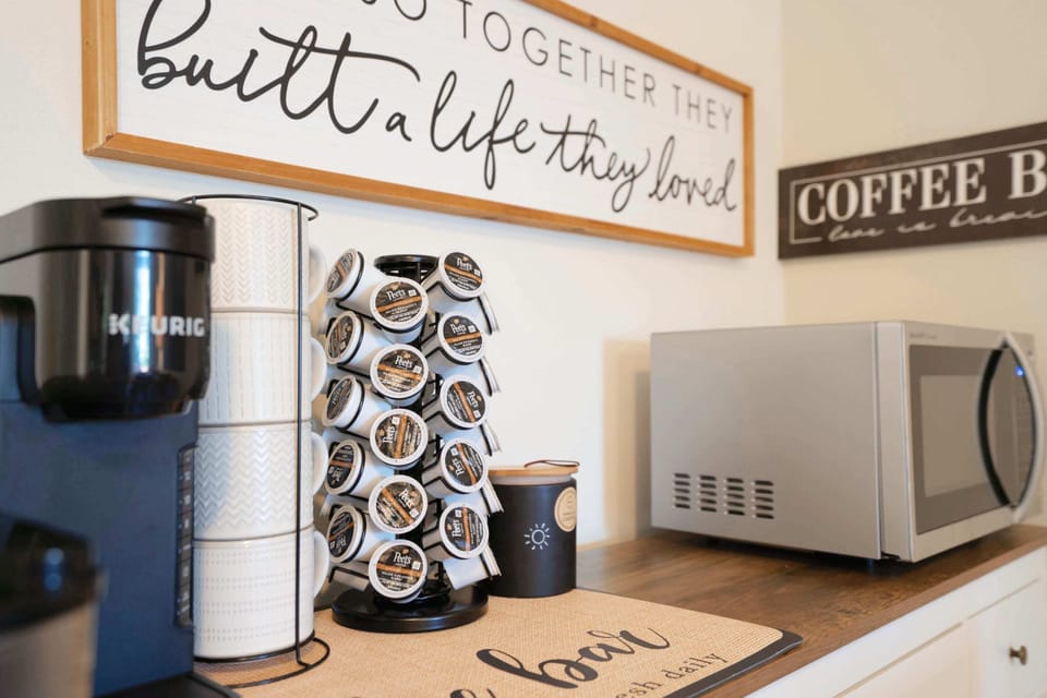 The coffee station with microwave for you