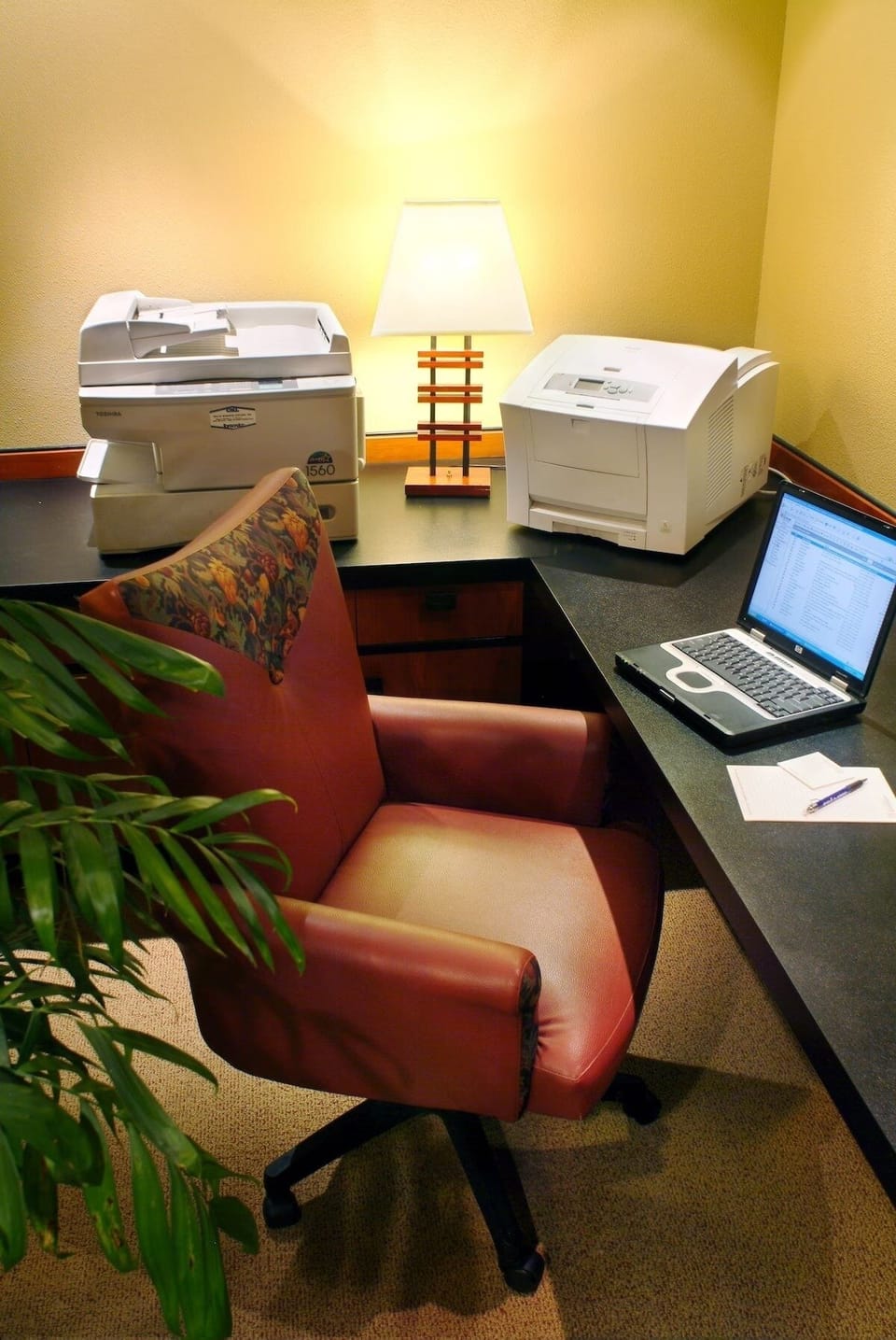 Stay productive with a quiet workstation and handy printing setup.