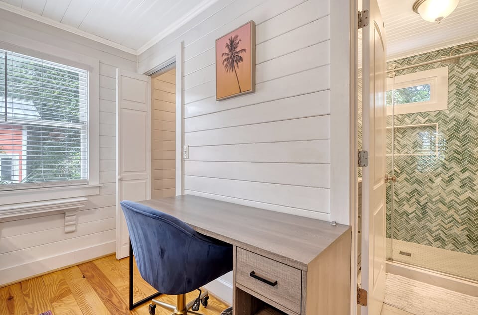 This desk is located in the main bedroom upstairs for guests to use if needed.