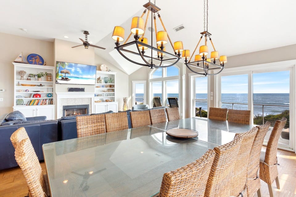 The Dining Area seats 14 and opens onto a spacious oceanfront sun deck, perfect for al fresco dining with a view.