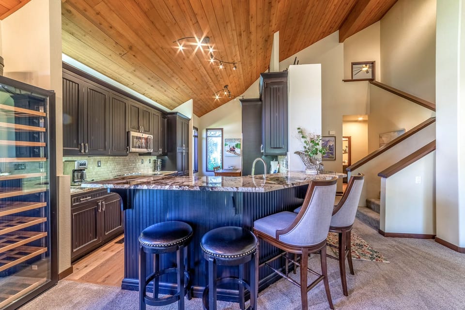 Bar seating in kitchen.
