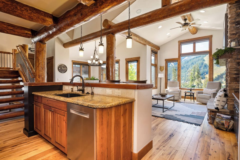 Living area leads into the kitchen