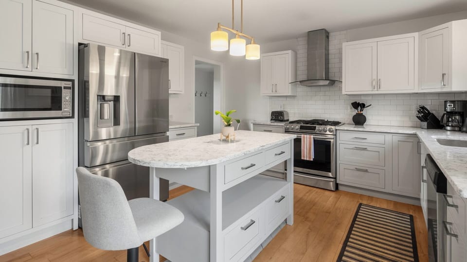 Island and large fridge