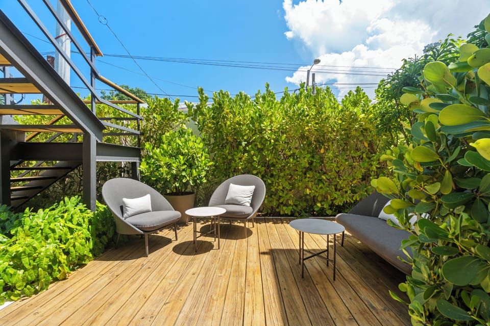 Relaxing patio perfect for enjoying the outdoors.