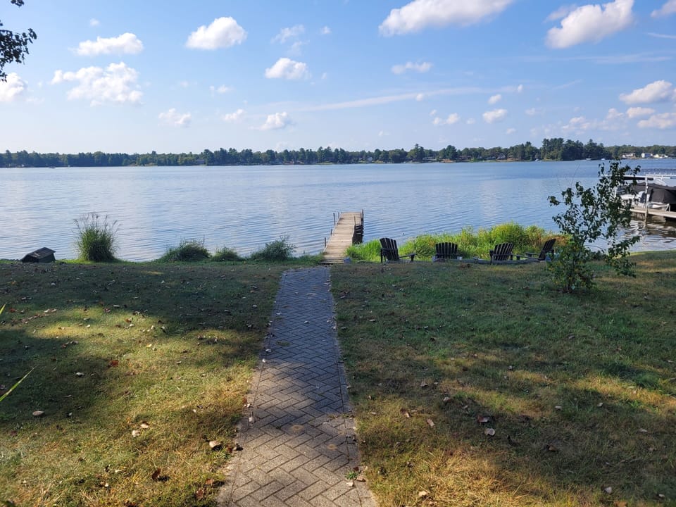 EXRTERIOR:  The backyard and the private dock