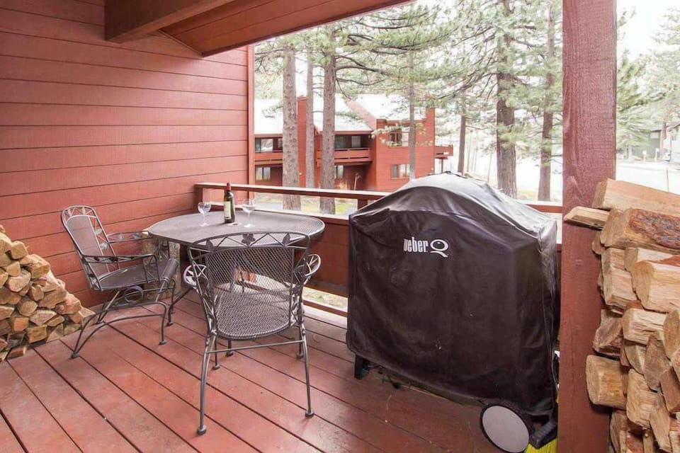 Gas BBQ grill on balcony