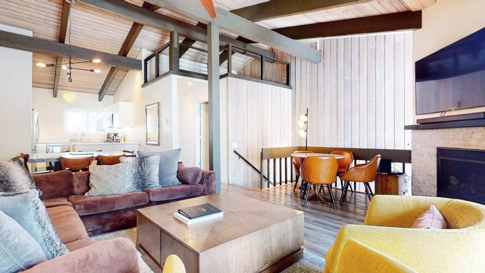 Living, dining, and kitchen area