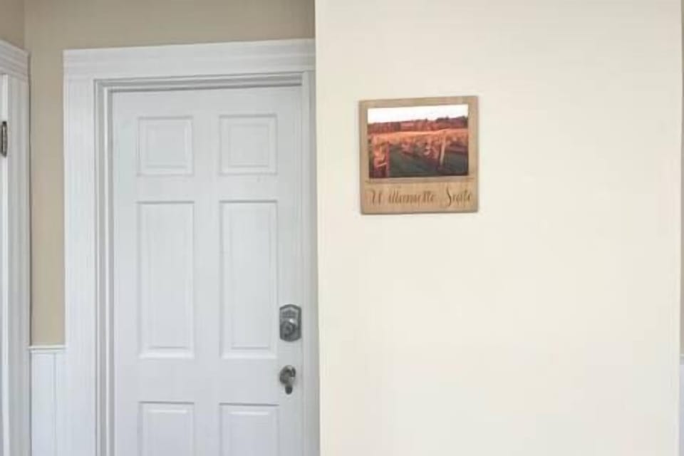 signed entrance with access code