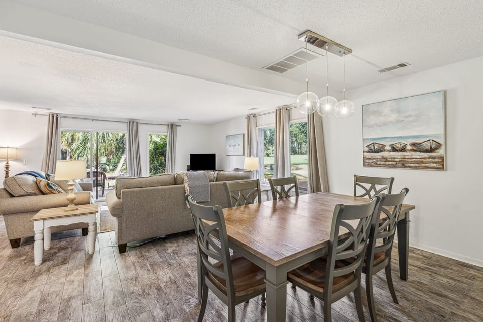 Dining table featuring 6 chairs