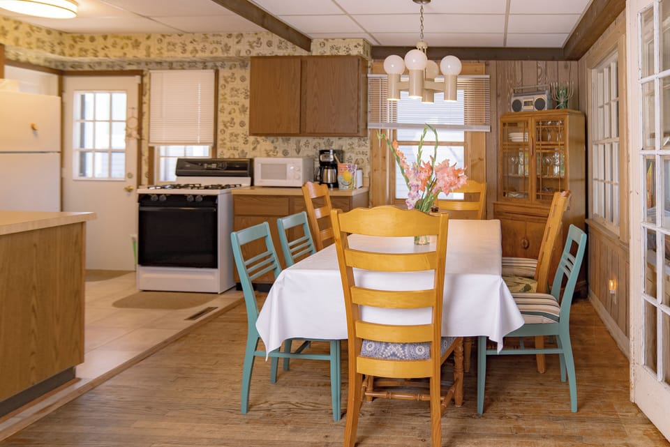 Here's a look from the dining area to the kitchen area.