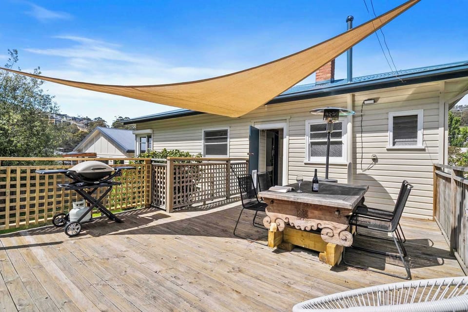 The deck with BBQ