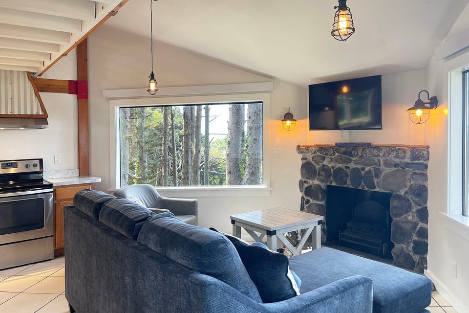 Cozy up to the electric fire and watch a show.