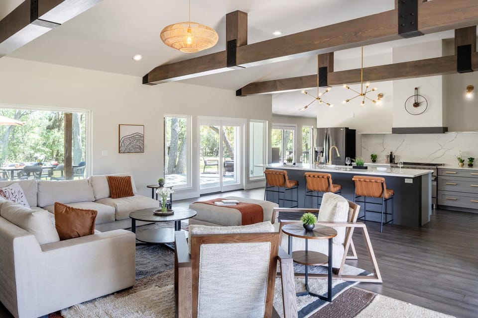 Spacious open concept living space design.