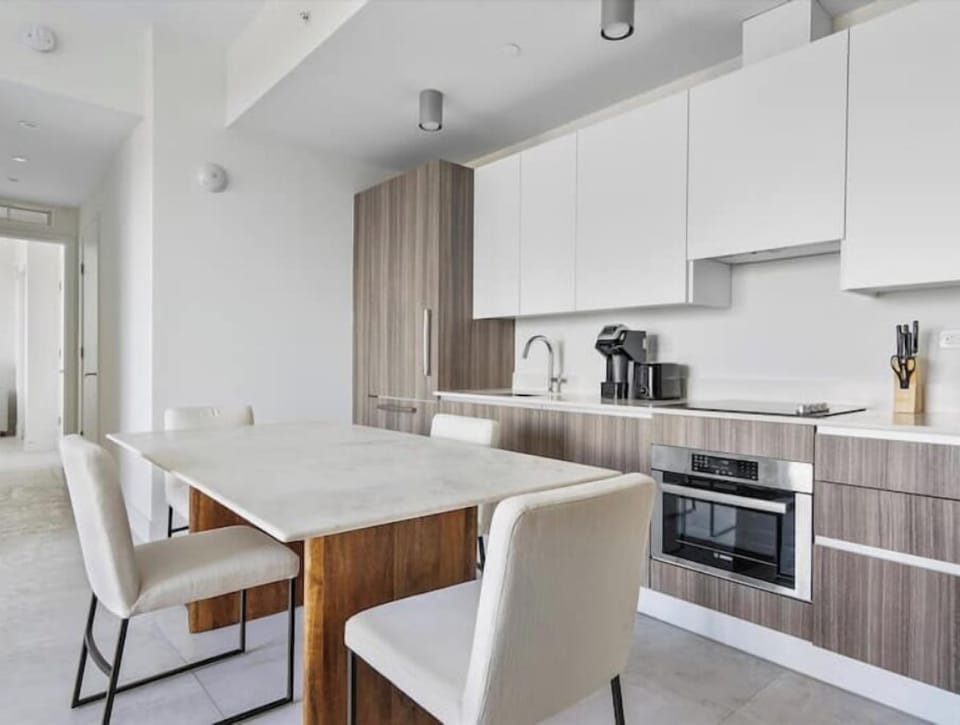 The fully equipped kitchen is perfect for preparing meals.
