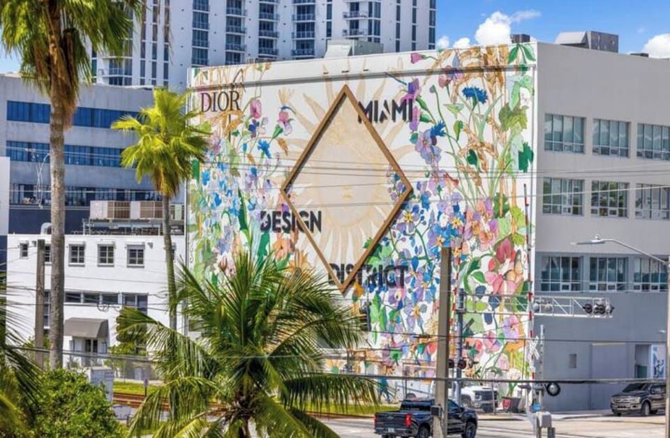 Outdoor mural adding a touch of color to the vibrant area.