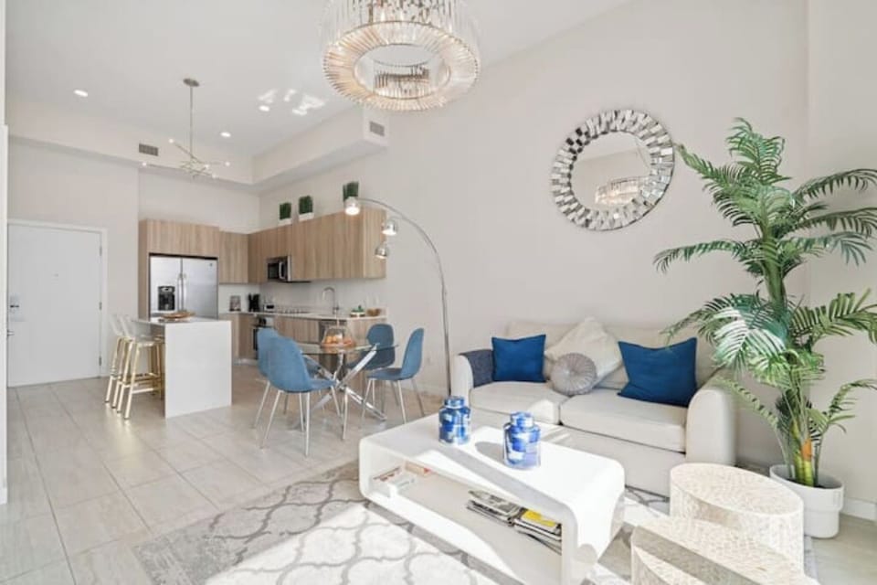 Another angle of the bright and airy living area.