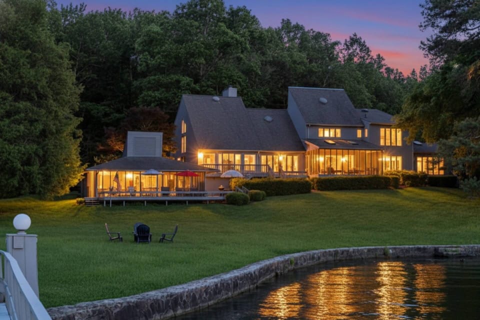View of the expansive property and yard from the boat dock