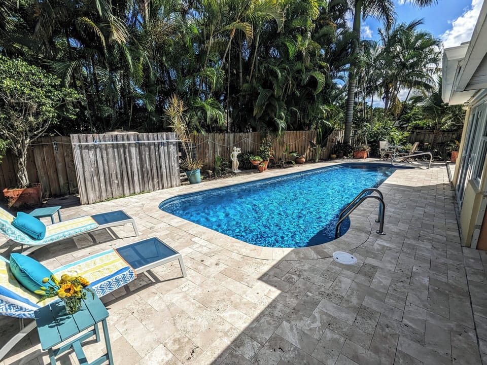 Newly renovated heated pool. 