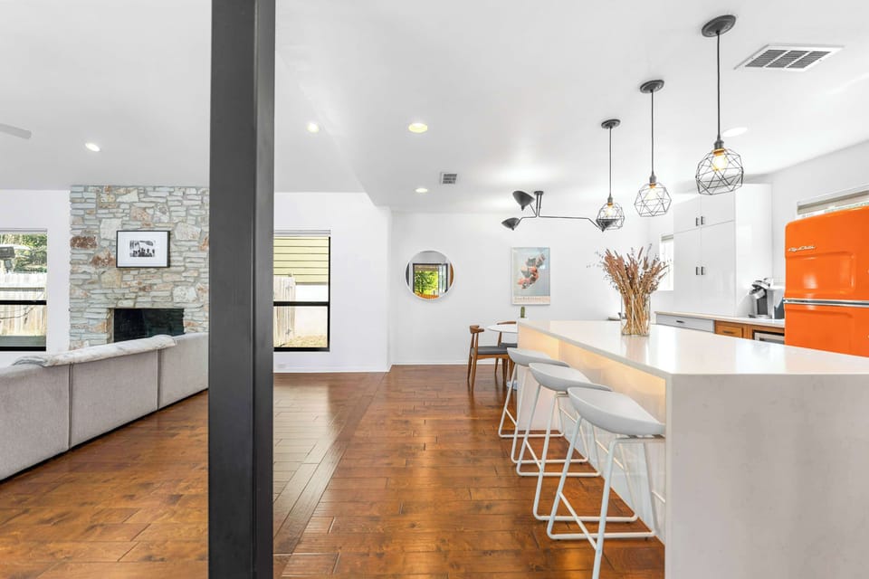 Kitchen and island