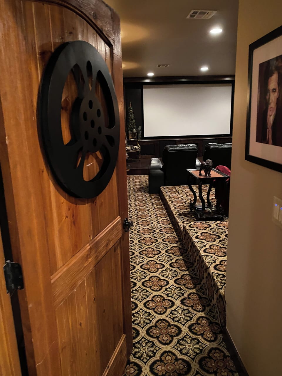 Entrance to theatre room. 