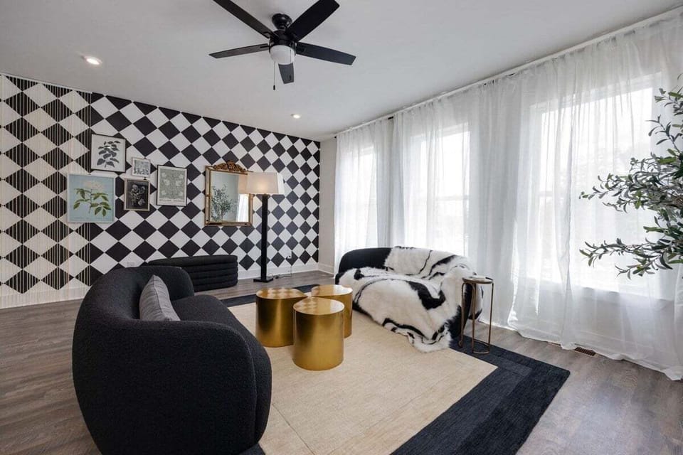 Open concept living room with comfortable seating