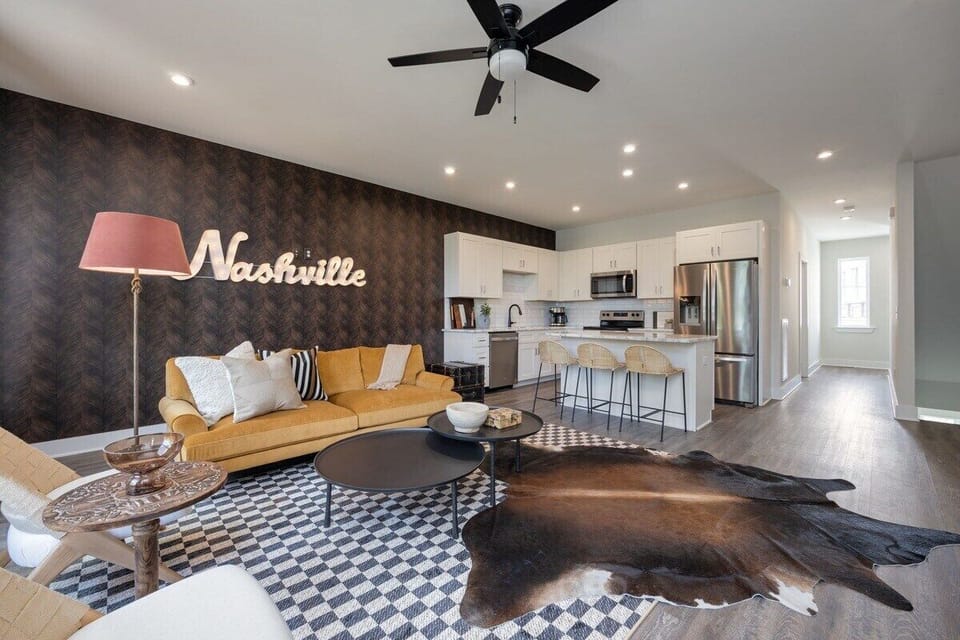 Open concept living room with comfortable seating