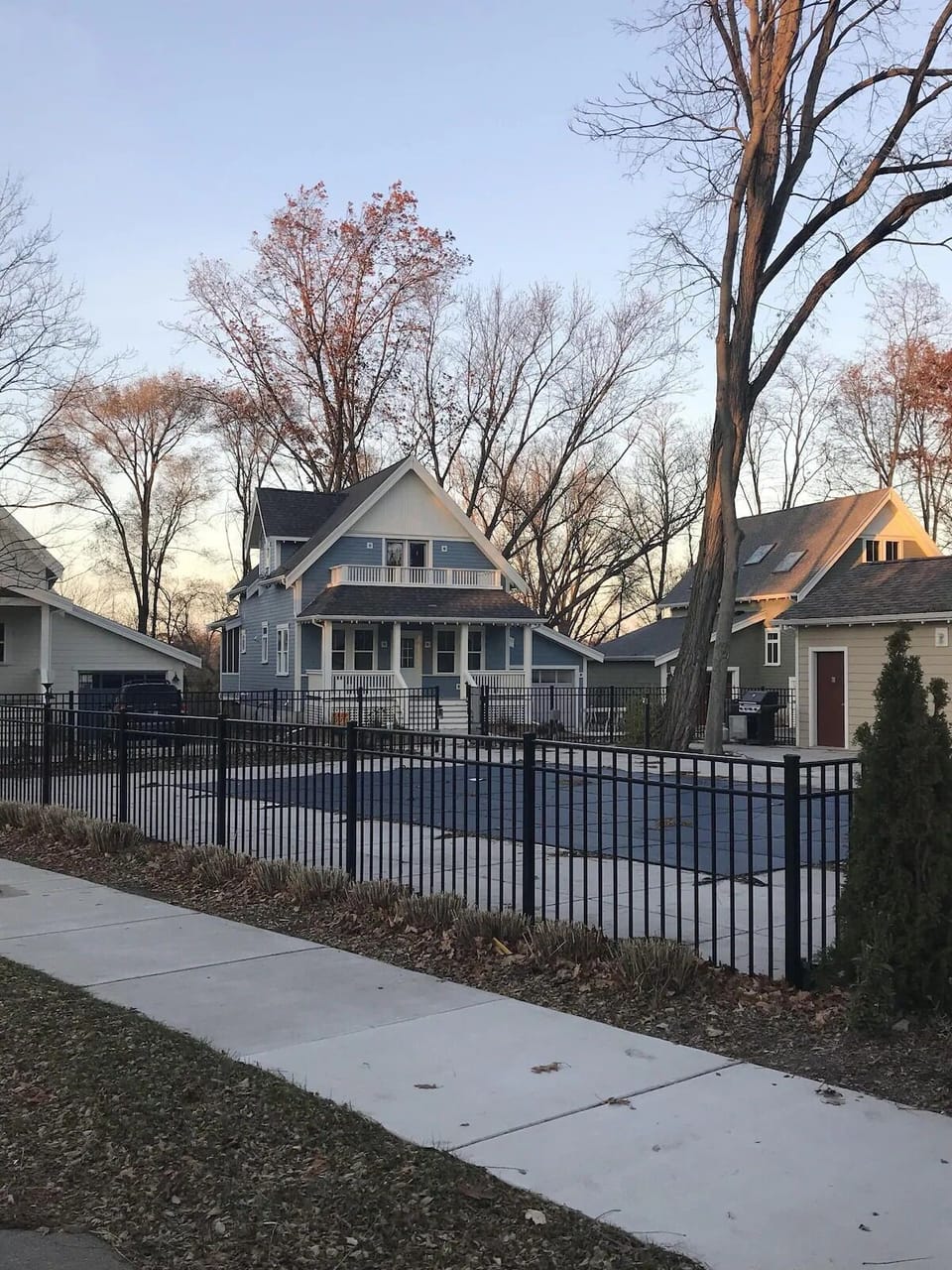Guest pool with our house across the street
