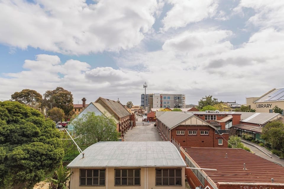 Sweeping views from the balcony overlook the trendy inner-city suburb.
