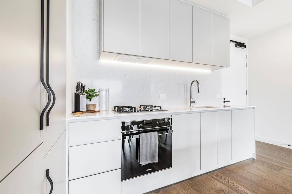  When you’re not out and about sampling the many nearby eateries, you’ll find all you need in the sleek, compact kitchen to cook at home. 
