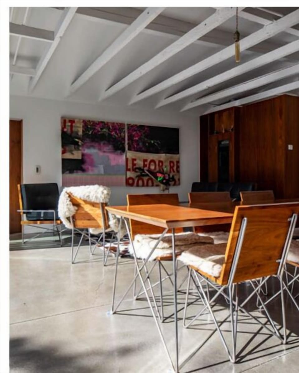 Dining table and living room