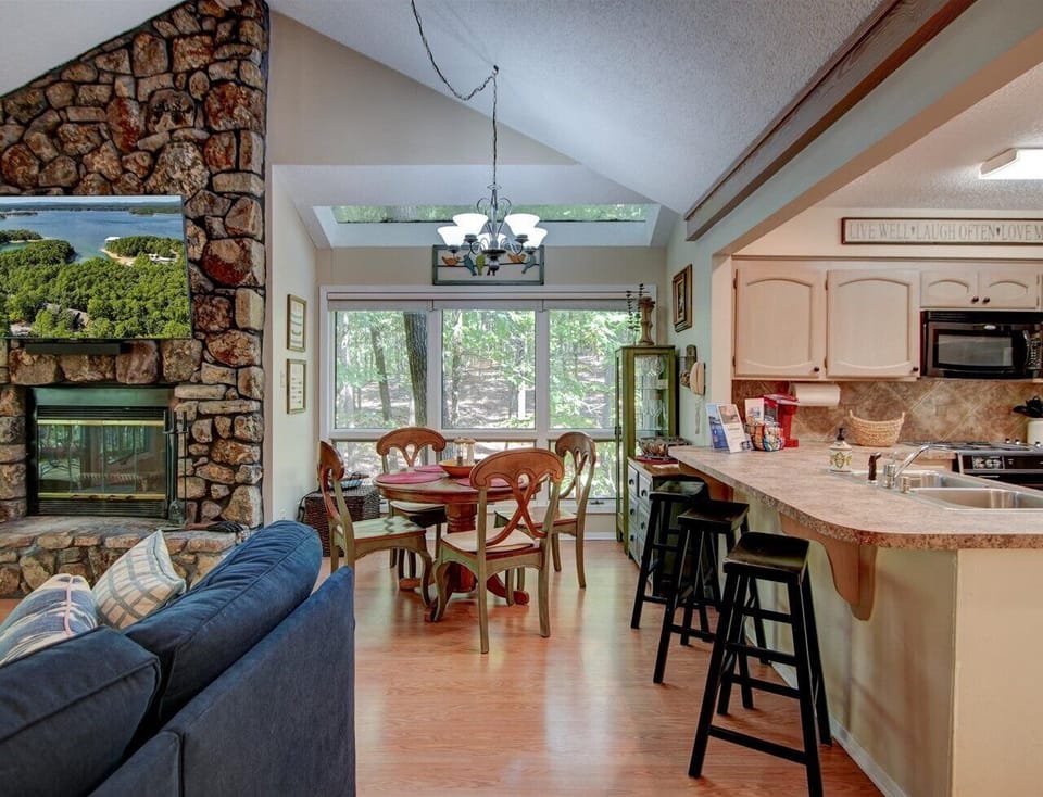 Dining table and bar seating