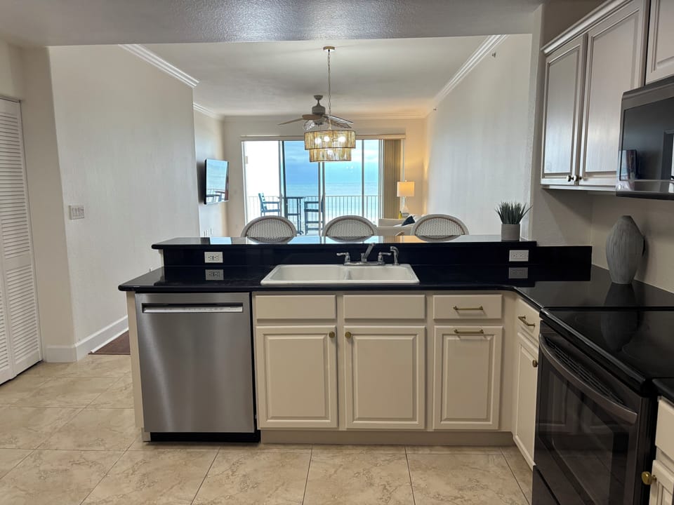 Beautiful kitchen and view of ocean
