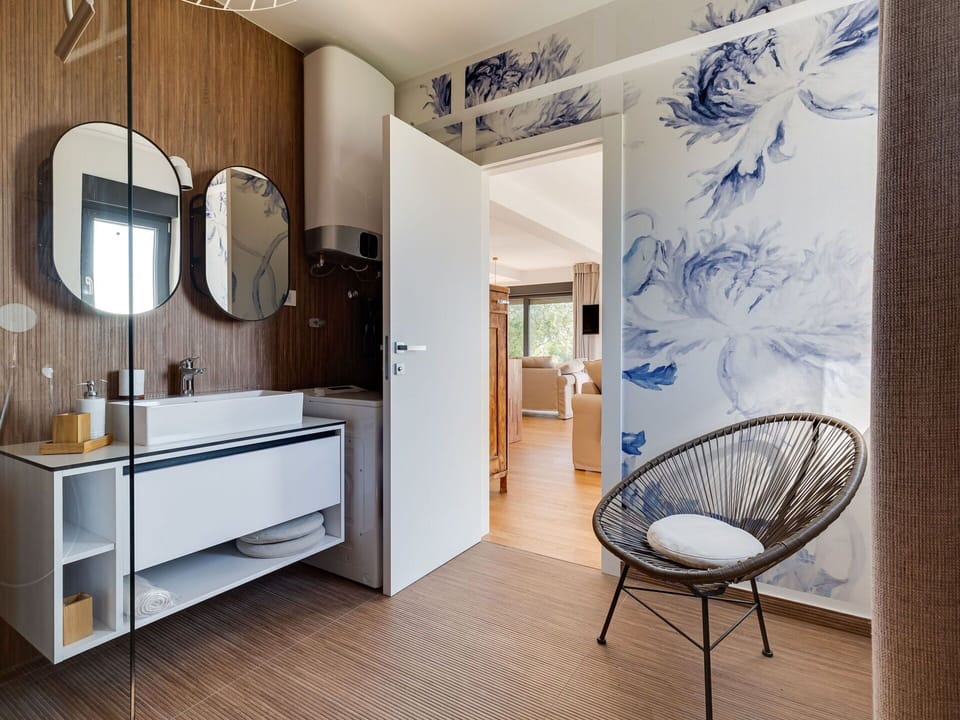 Mirror, Furniture, Property, Building, White, Cabinetry, Sink, Azure, Bathroom Cabinet, Tap