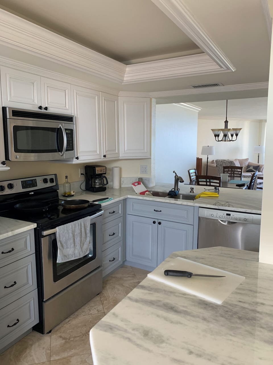 Fully stocked kitchen.