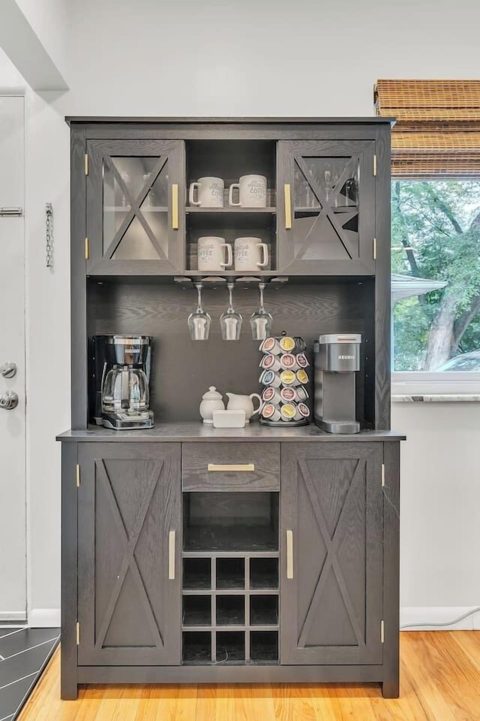 The fully stocked coffee bar will be everyone's favorite place in the morning.