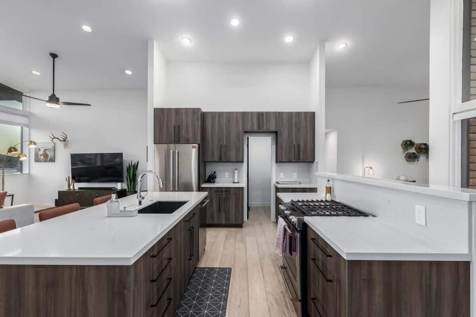 Cook up a feast in our fully stocked kitchen, complete with all the essentials and extras you need for a delightful meal.