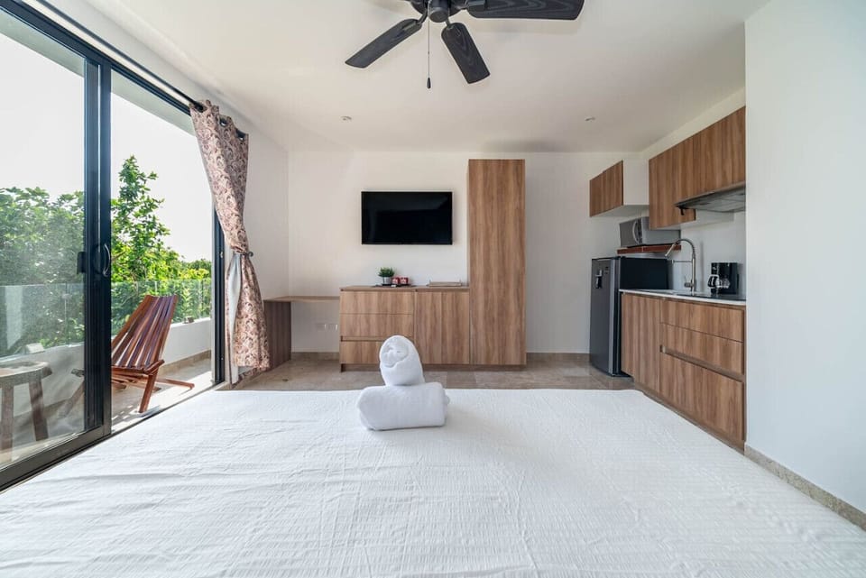 A modern, open-concept space offering comfort and convenience in one sleek design.