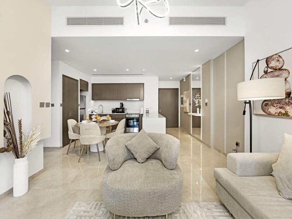 Spacious living area with natural light