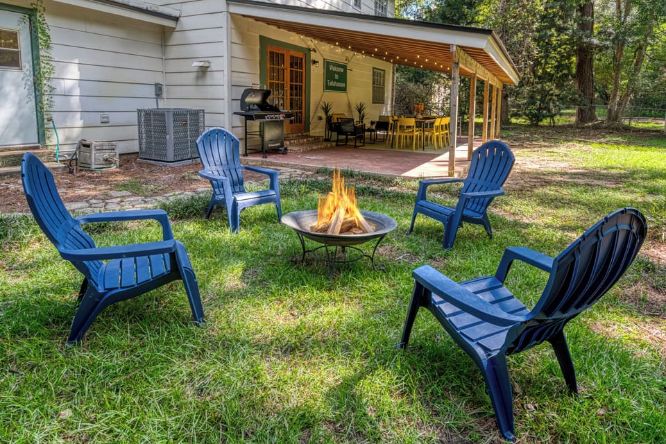 Backyard patio with firepit