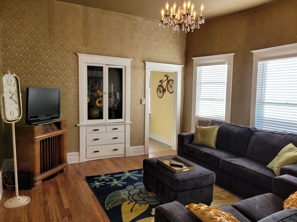 Comfy living area with smart tv