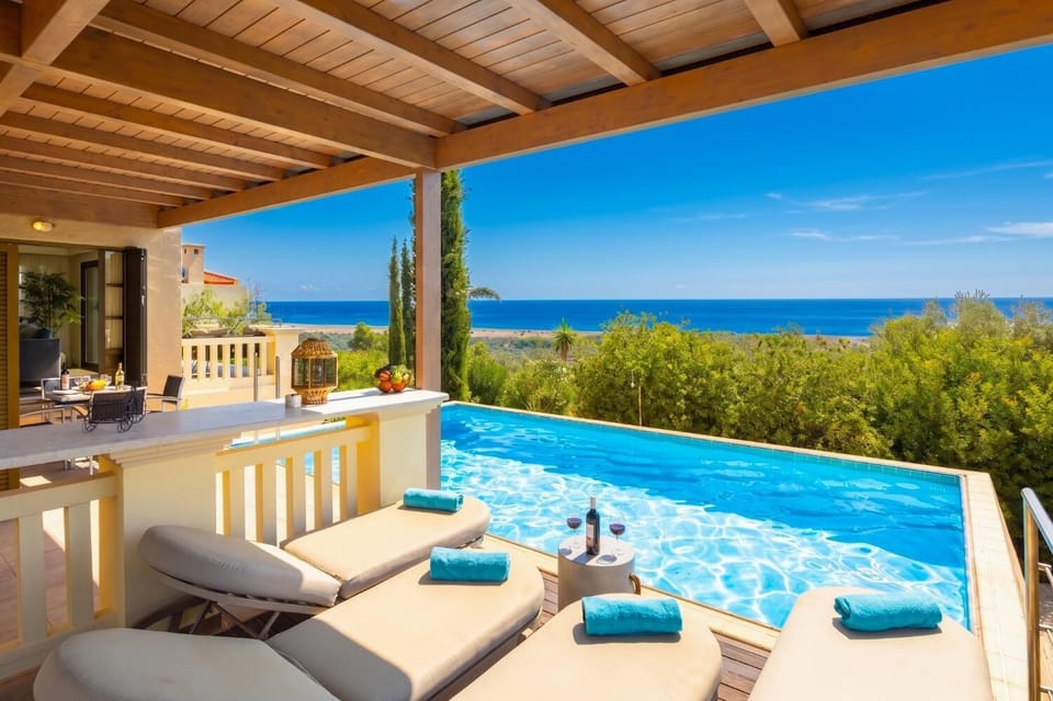 Private pool and terrace with sea views
