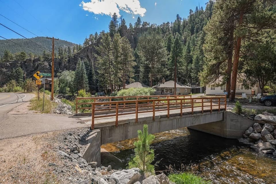 View of the cabin seen from across the Big Thompson River!