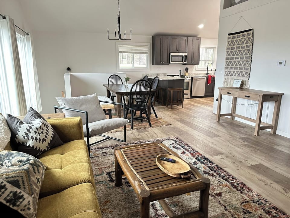 Open concept kitchen-dining and living room for entertaining