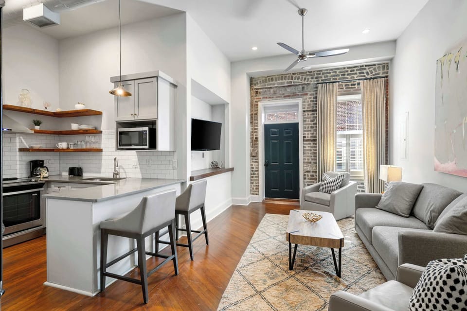 Professionally designed living room space with a Smart TV!